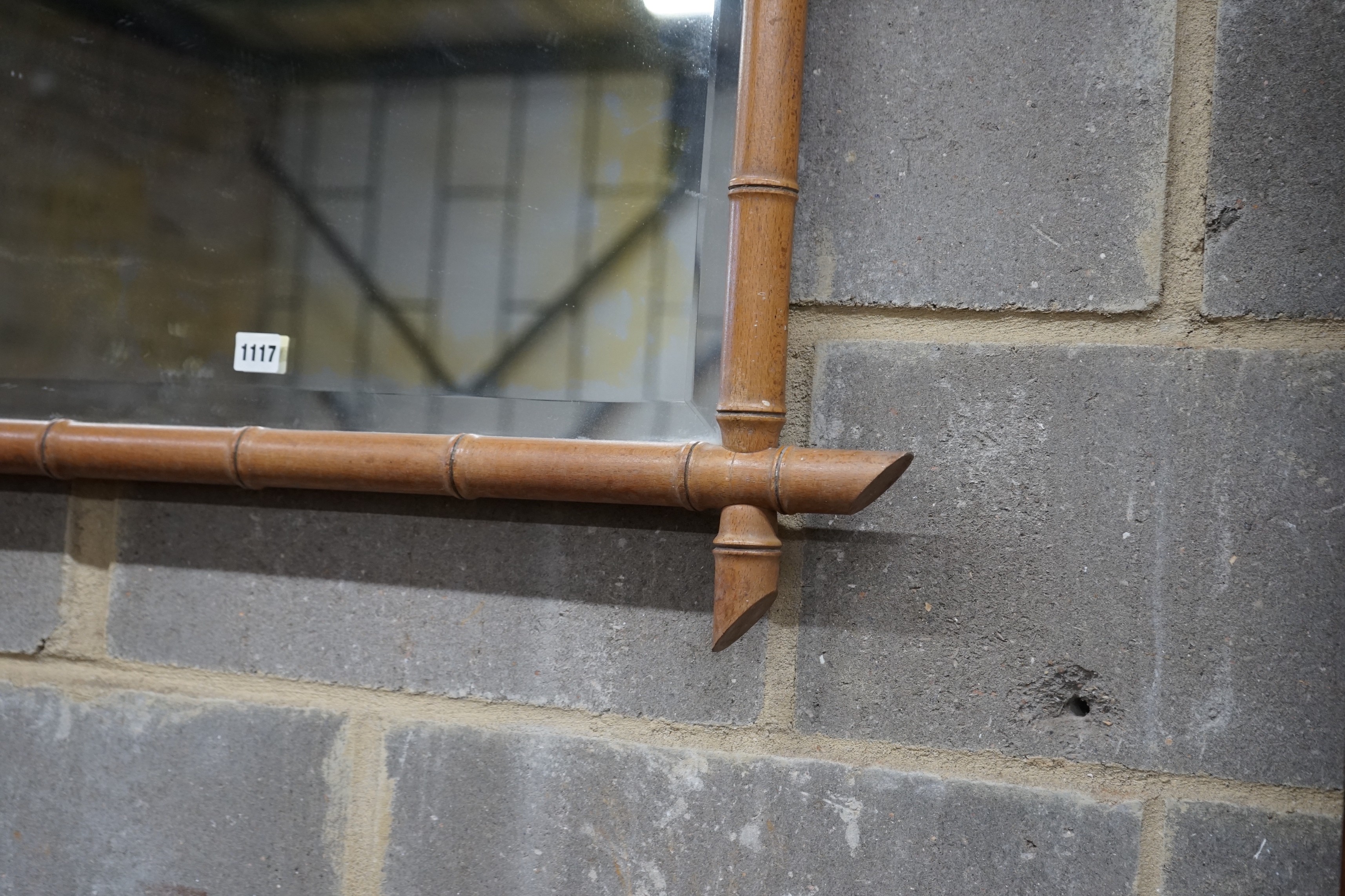 Two late 19th century rectangular faux bamboo wall mirrors, larger 80 x 59cm